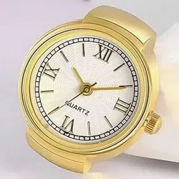 DIVASTRI Gold Plated Finger Ring Round Analogue Watch image 2