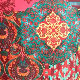 TARA- Sparkling Homes Red & Green Set of 2 Ethnic Motifs Velvet Square Cushion Covers image 2