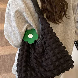 LULU & SKY PU Oversized Bucket Shoulder Bag With Fringed image 3