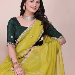 Zeenat Duniya Embellished Embroidered Pure Chiffon Maheshwari Saree image 5