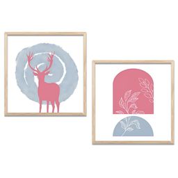Kotart White & Pink 2 Pieces Wooden Birds and Animals Wall Arts-picture-11