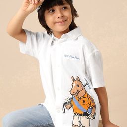 U.S. Polo Assn. Kids Boys Boxy Graphic Printed Pure Cotton Opaque Shirt-picture-2