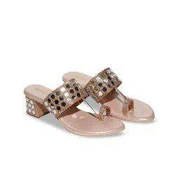 Koblerr Embellished PU Ethnic Block Sandals-image-5