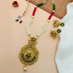 Anouk Elegant Gold Plated Artificial Stones and Beads Jewellery Set-picture-35