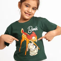 Nap Chief Girls Disney Bambi Printed Round Neck Pure Cotton Crop T-Shirt-picture-32