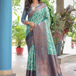 Mitera Ethnic Motifs Woven Design Zari Kanjeevaram Saree-image-17