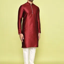 Arihant Rai Sinha Men Regular Pure Silk Kurta with Churidar image 5