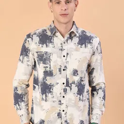 V-Mart Men Abstract Printed Spread Collar Cotton Casual Shirt-image-54