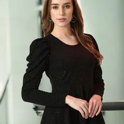 IUGA Puff Sleeves Peplum Top image 3