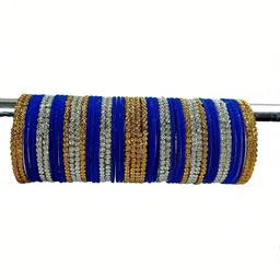 Raj world Blue Glass Artificial Stones Bangle image 3