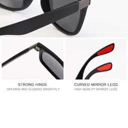 LEGEND EYEWEAR Unisex Black Lens & Brown Square Sunglasses with image 3