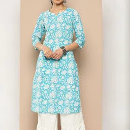 KSUT Floral Printed Straight Cotton Kurta-picture-10