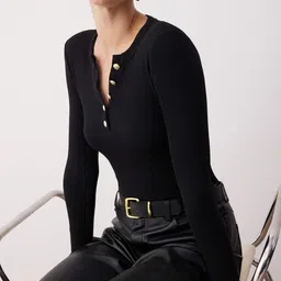 Trendyol Women Ribbed Round Neck Full Sleeves Regular Fitted Top-picture-40