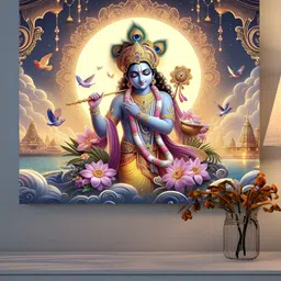 SAF Blue & Gold-Toned 1 Piece Wood Religious Wall Paintings-picture-19