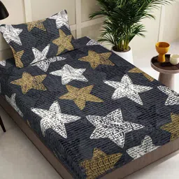 Myntra Elegant Homes Black & White Printed Woollen Single Bedsheet Set 2.2 m x 1.5 m-picture-35