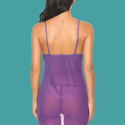 Ribald The Neech Women Self Design Shoulder Straps Baby Doll With Briefs image 3