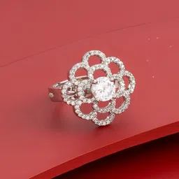 Kushal's Fashion Jewellery White Rhodium-Plated Party Zircon Finger Ring-picture-39