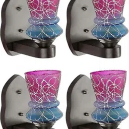 1ST TIME Pink & Purple Printed Wood Contemporary Abstract Shaped Shaped Wall Lamp image 3