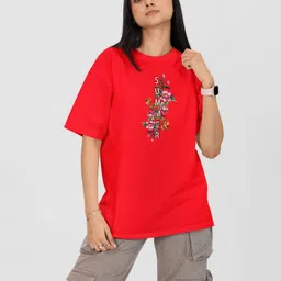 Moda Rapido Women Printed Drop-Shoulder Sleeves Applique T-shirt-picture-18