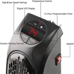 wristkart Adjustable Timer Portable Plug-In Digital 400 Watt Electric Heater Fan Fiber Board Room Heater image 4