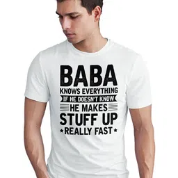 Seekbuylove Men Bio Finish Baba Knows Everything Round Neck Pure Cotton T-shirt image 2