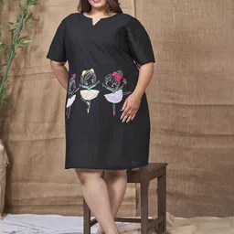 Curvy Lane Women Plus Size Printed Shift Dress-picture-31