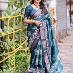 MAGNEITTA Batik Zari Silk Blend Saree-picture-27