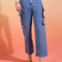 DressBerry Women Comfort Wide Leg High-Rise Light Fade Acid Wash Stretchable Jeans-picture-19