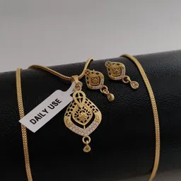 OM KRISHIV COLLECTION Gold-Plated Geometric Pendants with Chains-picture-11