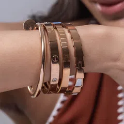 MINJI AND CO. Women Brass Rose Gold-Plated Bracelet image 3