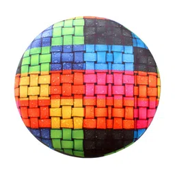 Shadowkart 2 Pieces Red & Pink Checked Wooden Pouffes Ottomans image 2