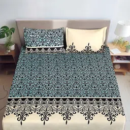 DREAM WEAVERZ Multicoloured 330 TC King Bedsheet with 2 Pillow Covers-picture-41