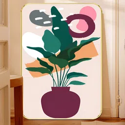 SAF Purple & Green Abstract Plant Pot Wooden Wall Art-image-62