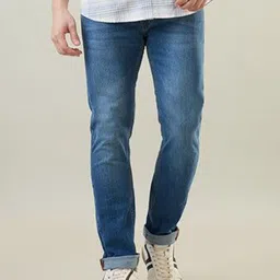 TIM PARIS Men Original Tapered Fit Mid-Rise Light Fade Stretchable Jeans-picture-2