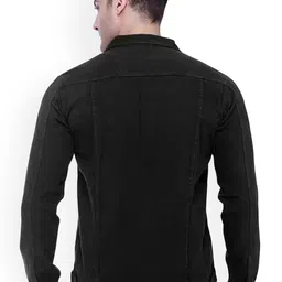 COMFITS Men Spread Collar Solid Cotton Denim Jacket image 2