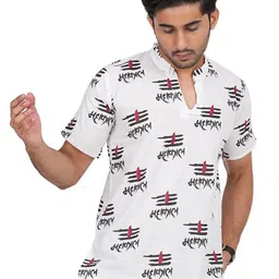 MANRANGI Men Floral Printed Polo Collar Applique T-shirt-picture-21