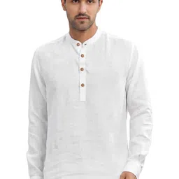 Yugnik Cotton Mandarin Collar Roll-Up Sleeves Straight Kurtas-picture-37