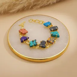 MISS ASTUTE Unisex Brass Crystals Tribal Gold-Plated Link Bracelet-picture-10