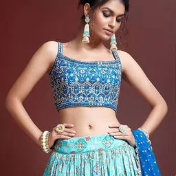 Zeel Clothing Embroidered Sequinned Semi-Stitched Lehenga & Unstitched Blouse With Dupatta image 3