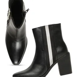 Bruno Manetti Women Solid Casual Block-Heeled Mid-Top Winter Boots image 3