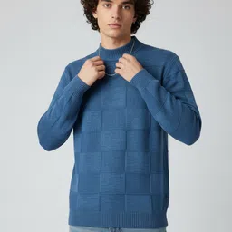 glitchez Checked Self Design High Neck Pullover-picture-11