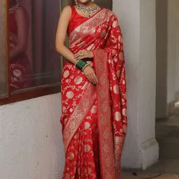Jhumki creation Woven Design Zari Saree-image-51