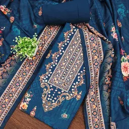 BlissFlair Floral Embroidered Beads And Stones Unstitched Dress Material-picture-19