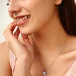 MINJI AND CO. Silver-Plated Cubic Zirconia Studded Heart Shaped Pendant With Chain-picture-15