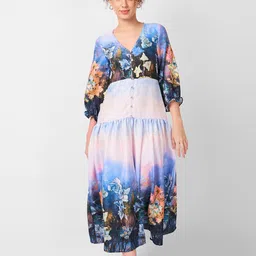 Iti Floral Print Fit & Flare Midi Dress-picture-28