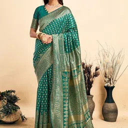 SANISA Paisley Zari Silk Blend Handloom Saree-image-68