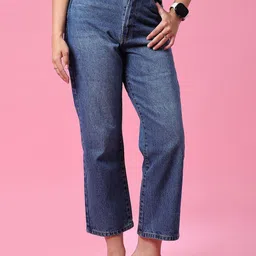 V-Mart Women Wide Leg Mid-Rise Low Distress Jeans-image-44