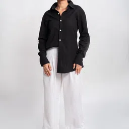 SVKETAIL Women Relaxed Straight Leg High-Rise Cotton Trousers-picture-21