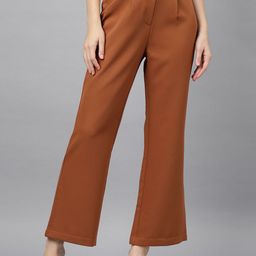 Latin Quarters Women Straight Fit High-Rise Pleated Trousers-picture-17
