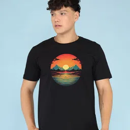 BRAWNY BATTLER Men Pure Cotton Graphic Printed Regular Fit T-shirt-picture-17